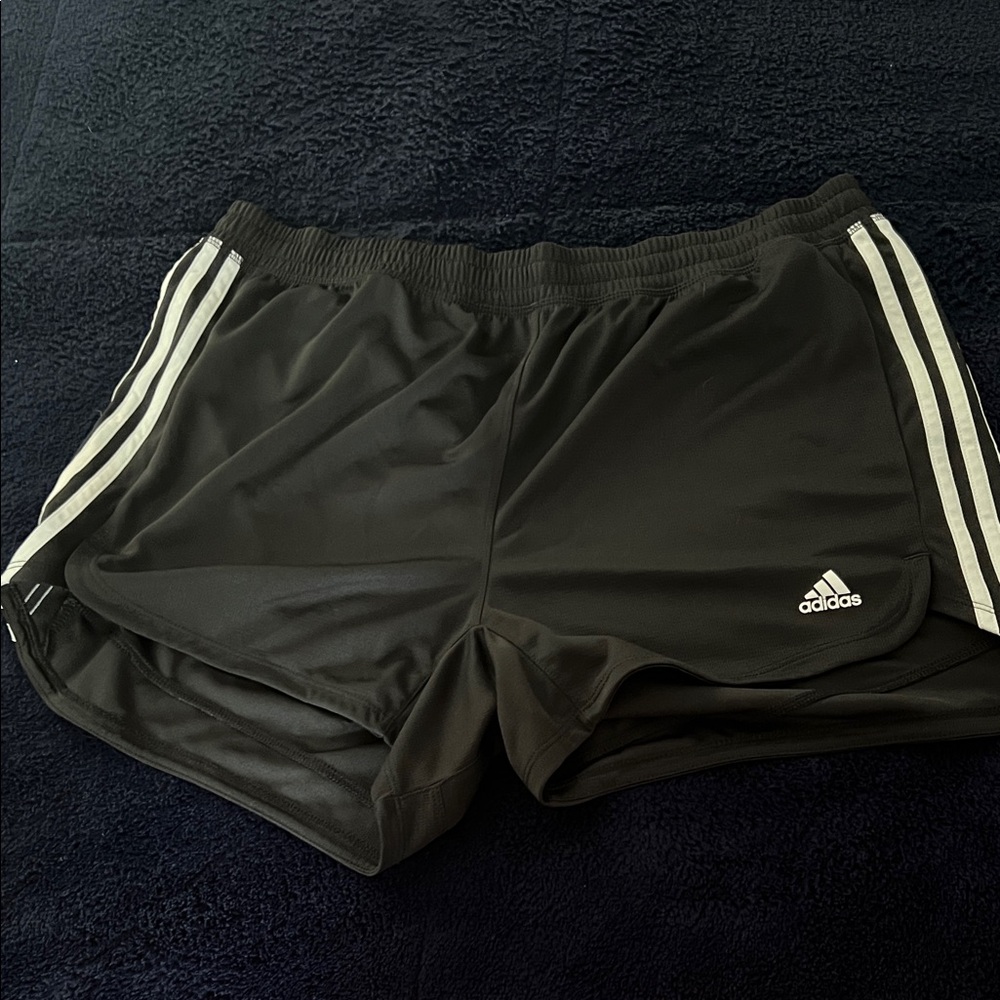 Adidas Black Shorts with White Stripes